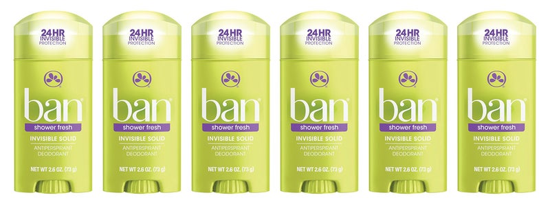 Ban Antiperspirant Deodorant for Women and Men, Invisible Solid, Shower Fresh, 2.60 Ounce (Pack of 6) - Image 1