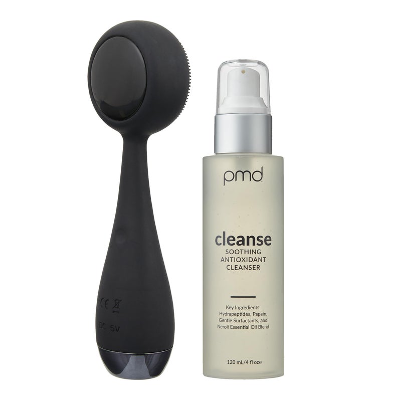 PMD Beauty Clean Pro OB Smart Facial Cleansing Device with Silicone Brush Obsidian Gemstone ActiveWarmth AntiAging Massager Waterproof SonicGlow Vibration Clear Pores Blackheads