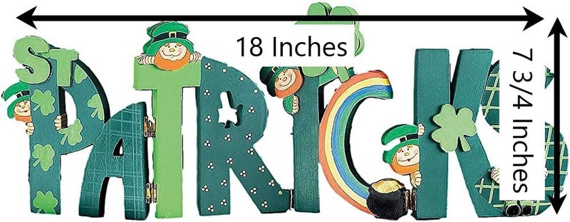Fun Express Happy St Patricks Day Wooden Sign - Premium Hand-Painted Hinged Screen with Shamrocks, Leprechauns & Rainbows | Irish Home Decor for Tabletop Display | Celtic Holiday Decorations 18x7.75 - Image 3