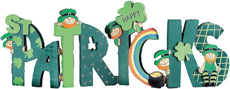 Fun Express Happy St Patricks Day Wooden Sign - Premium Hand-Painted Hinged Screen with Shamrocks, Leprechauns & Rainbows | Irish Home Decor for Tabletop Display | Celtic Holiday Decorations 18x7.75 - Image 2