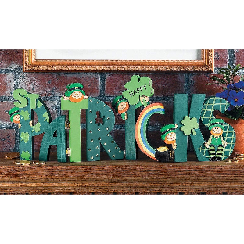 Fun Express Happy St Patricks Day Wooden Sign - Premium Hand-Painted Hinged Screen with Shamrocks, Leprechauns & Rainbows | Irish Home Decor for Tabletop Display | Celtic Holiday Decorations 18x7.75 - Image 5