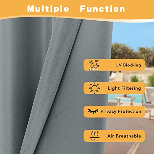 HolidayIdeas Extra Wide Outdoor Curtains for Patio Waterproof, 2 Panels - 110 x 84 Inch - Privacy & Light Filtering Curtains Grommet Outside Curtains for Porch, Gazebo, Pergola, Backyard (Grey) - Image 3