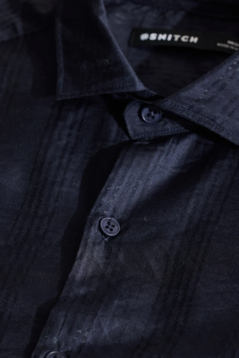 SNITCH Navy Stripes Slim Fit Shirt