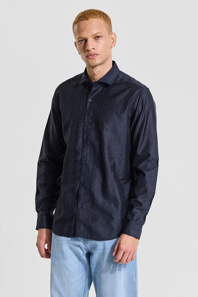 SNITCH Navy Stripes Slim Fit Shirt