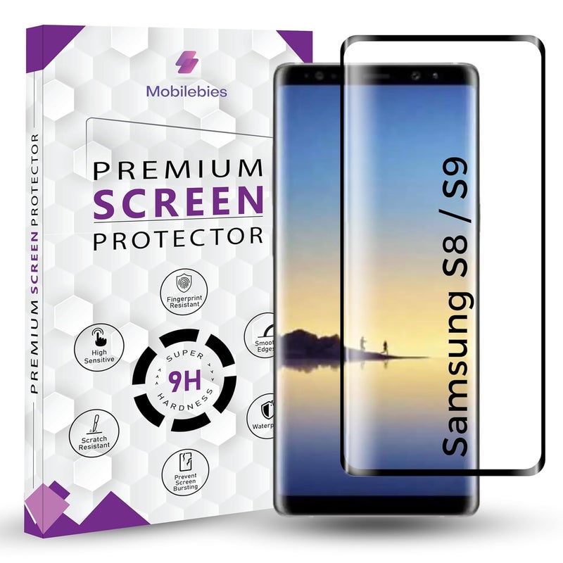 Mobilebies 9H Premium Black Border Tempered Glass Screen Protector (Non-UV Glass) for Samsung S8 / S9 (5.8 Inch, Pack of 1) | Full Screen Coverage (Edge to Edge) Screen Guard - Image 1