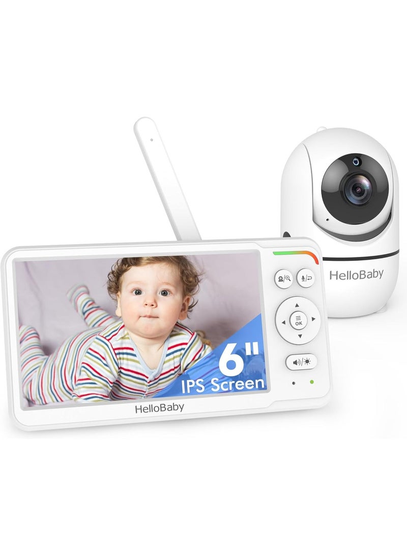 هالو بيبي جهاز مراقبة الأطفال HelloBaby بشاشة IPS مقاس 6 بوصات، أول جهاز في العالم، بطارية تدوم 30 ساعة، آمن بدون واي فاي، كاميرا فيديو متحركة مع رؤية ليلية، خاصية VOX، اتصال ثنائي الاتجاه، مدى يصل إلى 1000 قدم. - Image 1