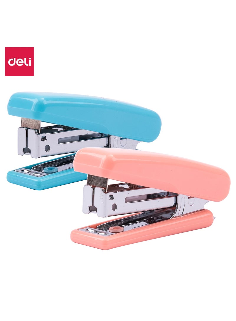 Deli دلي E0254 دبابيس صغيرة مع مؤشر الدبابيس المنخفضة، سعة 15 ورقة، تحميل 40 دبوس، يتضمن 1000 دبوس ومزيل مدمج - لون متنوع - Image 1