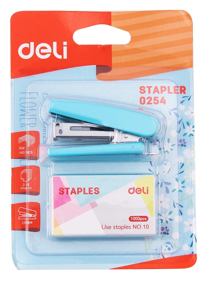 Deli دلي E0254 دبابيس صغيرة مع مؤشر الدبابيس المنخفضة، سعة 15 ورقة، تحميل 40 دبوس، يتضمن 1000 دبوس ومزيل مدمج - لون متنوع - Image 4