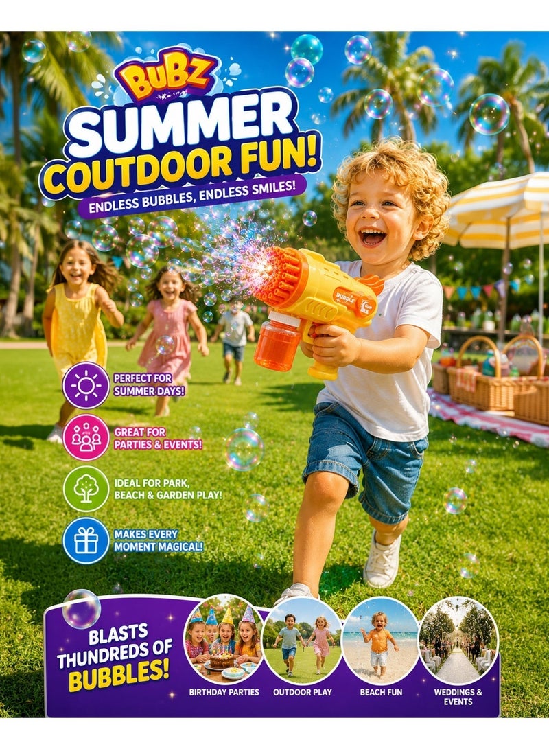 BUBZ Angel Bubble Gun Electric for Kids 29 Hole Automatic Bubble Blaster Toy with Magical LED Lights High Output Bubble Machine for Toddlers Boys Girls Outdoor Summer Garden Beach Party Birthday Fun Includes Bubble Solution 3+ Years - Image 5