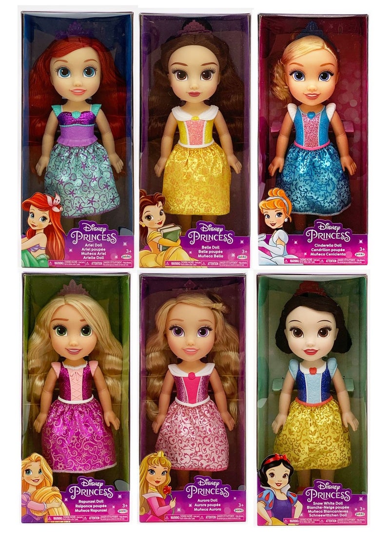 Disney Princess دمية أميرة ديزني بخصر صلب 15 بوصة، قطعة واحدة متنوعة (قد يختلف الشخصية) - Image 1