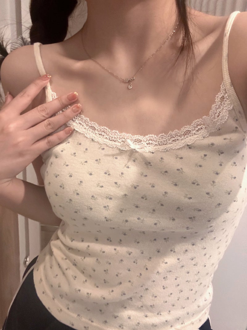 Summer Floral U-Neck Slim Fit Crop Top Tee 8902 sling 