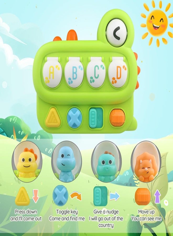 Caterbee Baby Pop-Up Toy, Educational Animal Playset for Toddlers, Cause and Effect Learning, Fine Motor Skills Development, Portable Travel Toy with Engaging Buttons, Perfect for Infants and Toddlers (Green) - Image 3