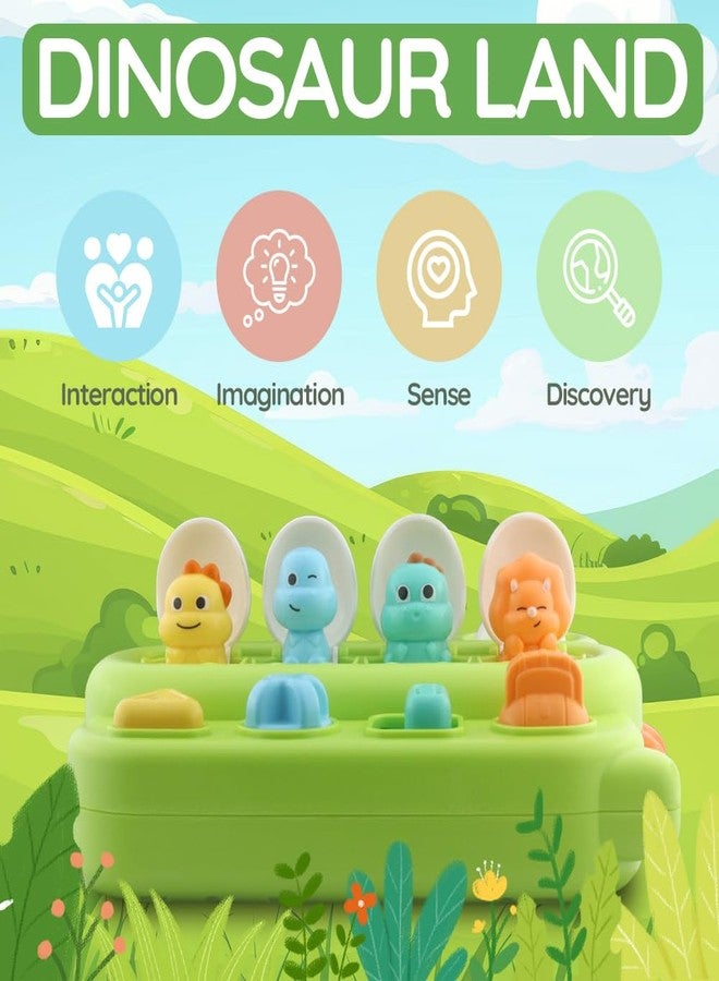 Caterbee Baby Pop-Up Toy, Educational Animal Playset for Toddlers, Cause and Effect Learning, Fine Motor Skills Development, Portable Travel Toy with Engaging Buttons, Perfect for Infants and Toddlers (Green) - Image 2