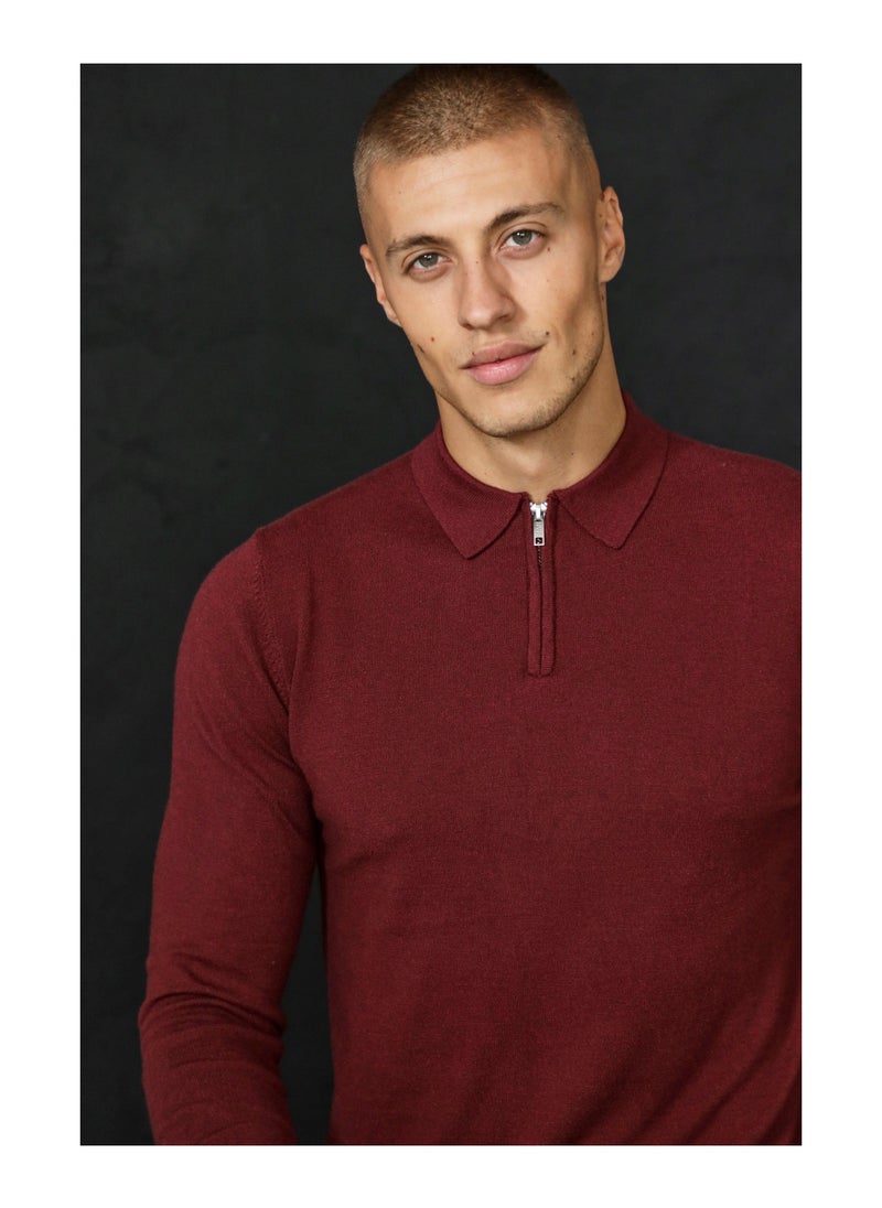 boohooman - Regular Long Sleeve Half Zip Polo - Image 1