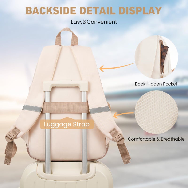 WINDARS School Backpack for Teen Girls, Cute College Backpacks for Women Students Aesthetic Bookbag Large 15.6 Inch Laptop Bag Middle School Travel Back Pack (Khaki Beige) - Image 5