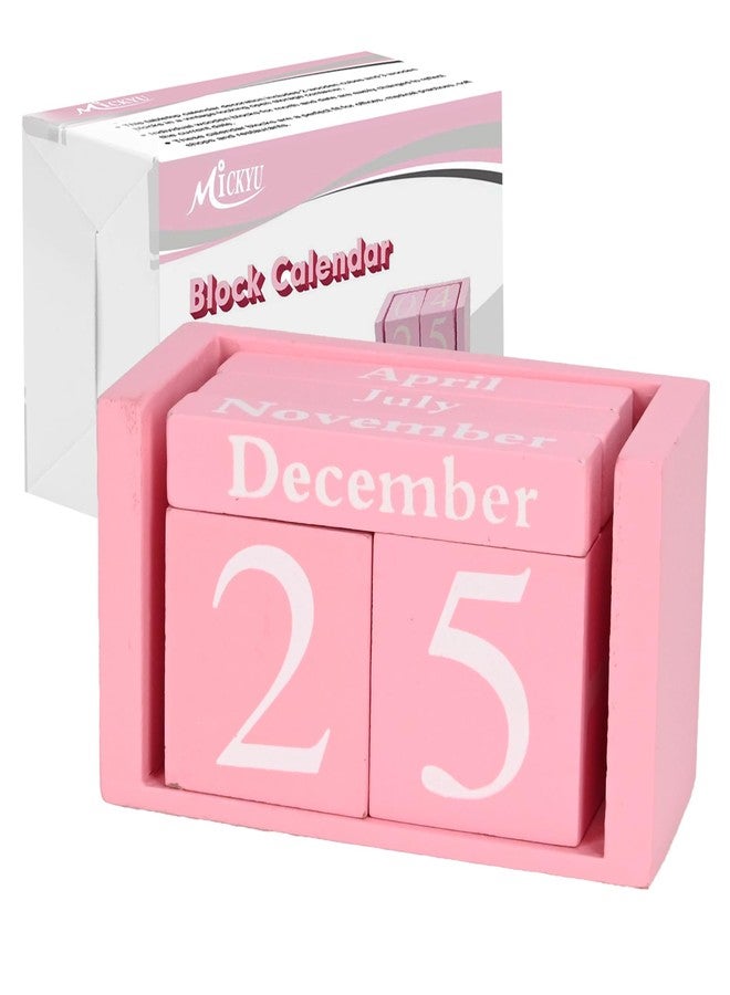 MICKYU Wooden Desk Calendar | Cute Office Desk Accessories Pink Room Decor for Women - Image 1