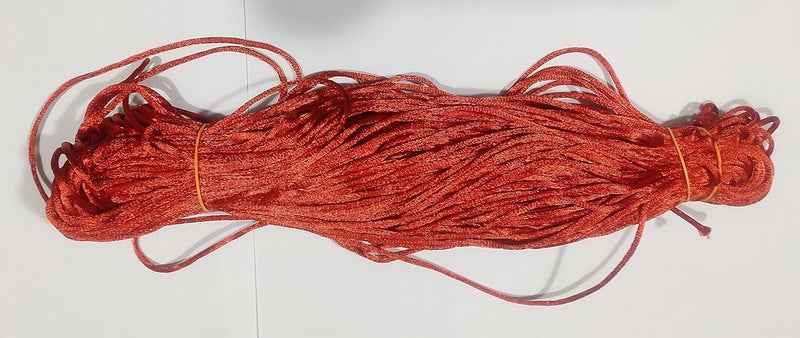 OMX 2.5 MM, 60 to 75 Mtr, Thick Malai Macrame Cord/Malai Dori/Silk Macrame, Bugtail Satin Cord Shamballa Beading Kumihimo String String (Red) - Image 2