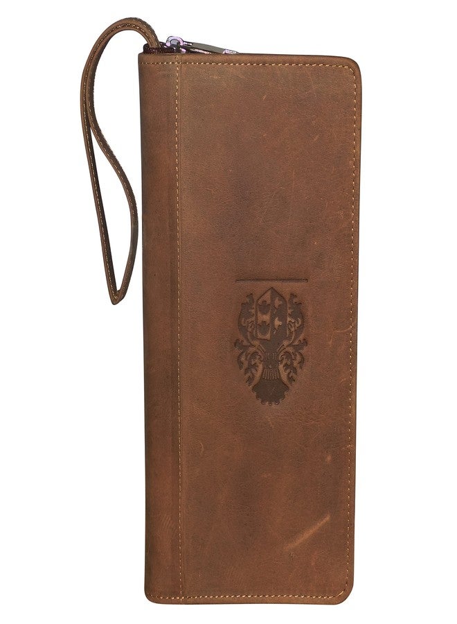 STYLE SHOES Tan Leather Buisness Card Holder Travel Document Holder & Chequebook Holder for 3 Passports For Unisex - Image 1