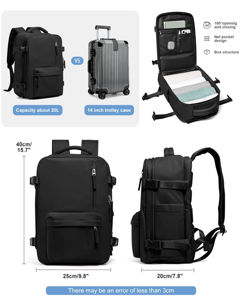 VGCUB Travel Backpack for Women Men for Spirit Airlines Personal Item Bag 18x14x8 Inches Laptop College Waterproof Carry on Flight Approved Work Backpack Mochila de Viaje,Black - Image 5
