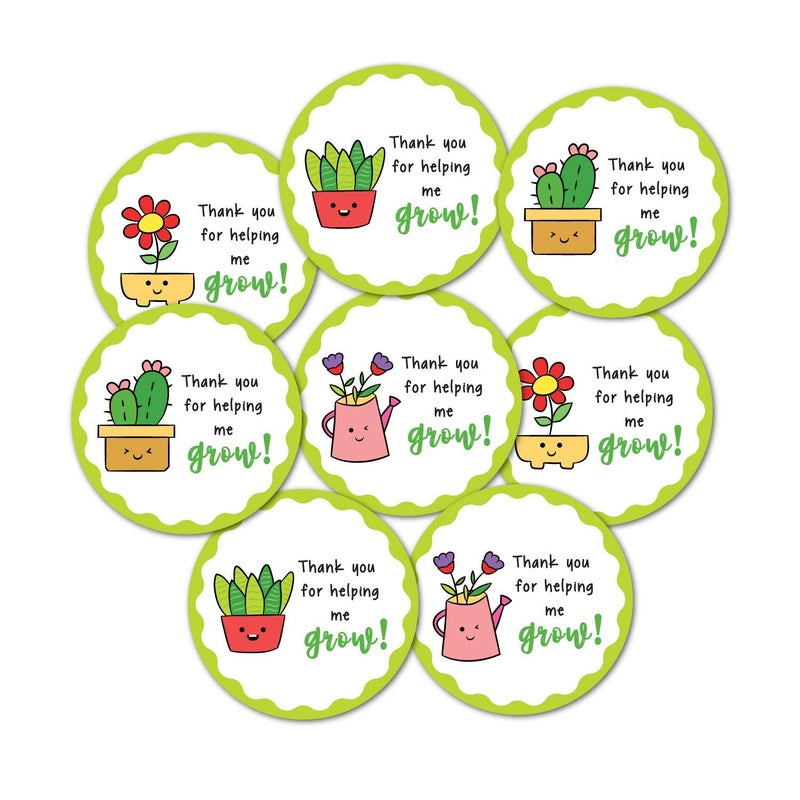 weRevel Helping Me Grow Theme Gratitude Paper Stickers, 40 Count, 2 Inches, Round, 4 Unique Designs-Self-Adhesive - Image 5