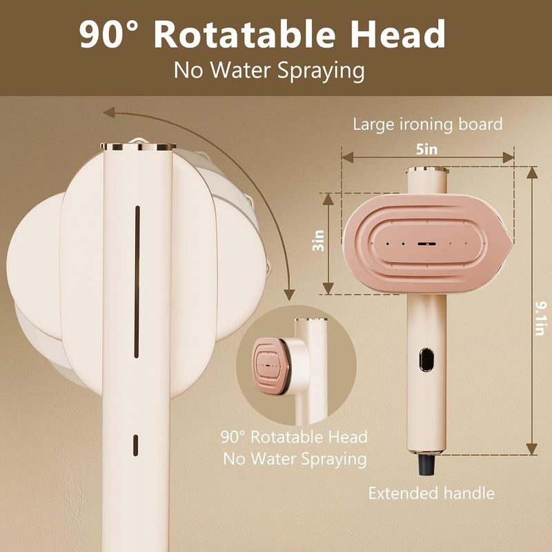 HI-FINE Portable Steamer for Clothes Travel Mini Steamer and Iron Fast 10s Heat-Up, Horizontal and Vertical 1200W Effortless Wrinkle Removal, Garment Steamer and Iron for Travel Office Home (Cream) - Image 3