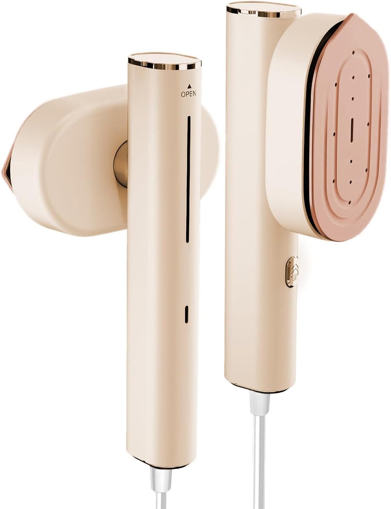 HI-FINE Portable Steamer for Clothes Travel Mini Steamer and Iron Fast 10s Heat-Up, Horizontal and Vertical 1200W Effortless Wrinkle Removal, Garment Steamer and Iron for Travel Office Home (Cream) - Image 1