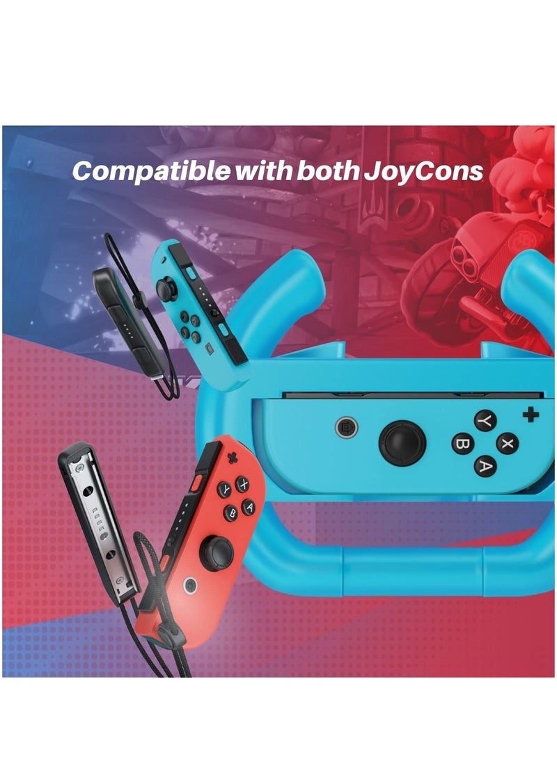 TNP Racing Wheel for Nintendo Switch / Switch OLED Joy-Con Controller (Set of 2 Red + Blue) Racing Steering Wheel Controller Accessory Grip Handle Kit Attachment  - Image 4
