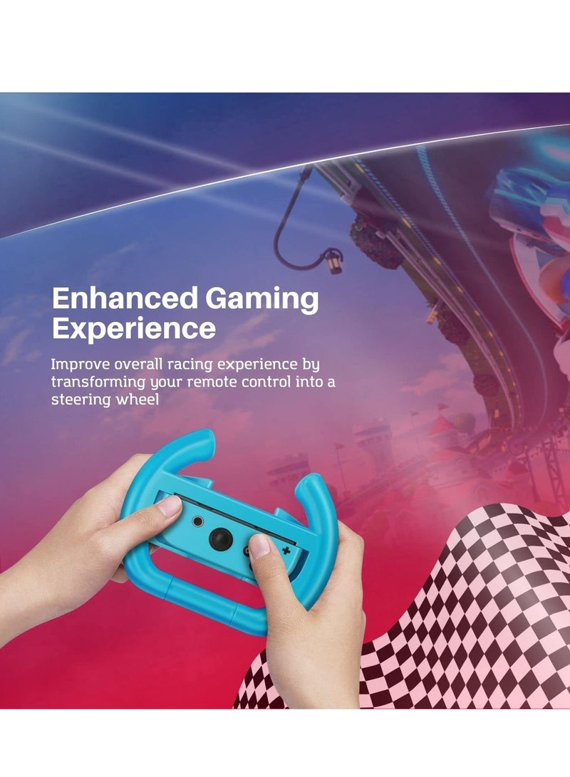 TNP Racing Wheel for Nintendo Switch / Switch OLED Joy-Con Controller (Set of 2 Red + Blue) Racing Steering Wheel Controller Accessory Grip Handle Kit Attachment  - Image 5