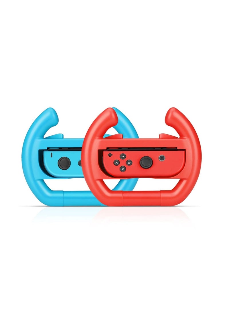 TNP Racing Wheel for Nintendo Switch / Switch OLED Joy-Con Controller (Set of 2 Red + Blue) Racing Steering Wheel Controller Accessory Grip Handle Kit Attachment  - Image 2