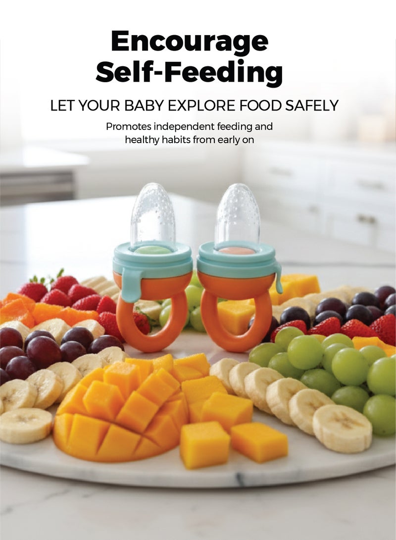 Zenito Fresh Food pack of 2 Pulp Feeder for Babies - Safe Weaning Tool -Pulp Silicone Baby Feeder -Soft & Safe Self-Feeding for Infants & Toddlers - Food & Fruit Dispenser, Ideal for Toodler Led Weaning Supplies - New Born Feeding Essentials - Image 3