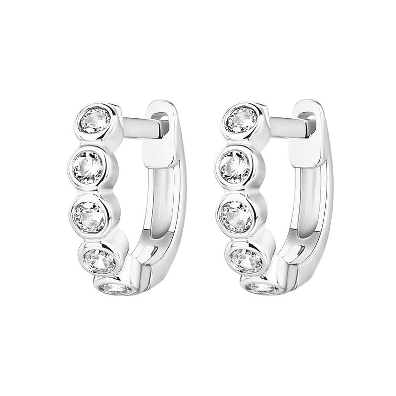 PAVOI 14K White Gold Plated 925 Sterling Silver Post 1.75mm Cubic Zirconia Cuff Earrings Huggie Stud - Image 3
