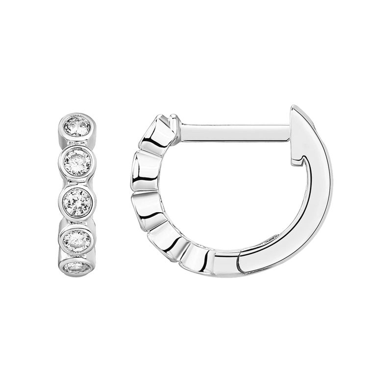PAVOI 14K White Gold Plated 925 Sterling Silver Post 1.75mm Cubic Zirconia Cuff Earrings Huggie Stud - Image 1