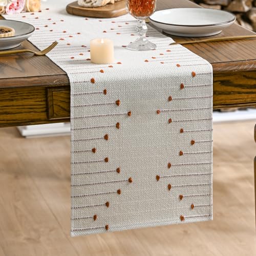 Artoid Mode Caramel Boho Table Runner for Farmhouse RusticSeasonal Holiday Macrame Burlap Kitchen Dining Table Decoration for Home Party Decor 12x72 Inch - Image 1
