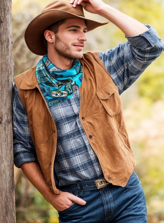 GERINLY Large Silk Bandana Paisley Pattern, 2 Pack Western Scarf for Men, Lightweight Wild Rag for Hair - Image 4