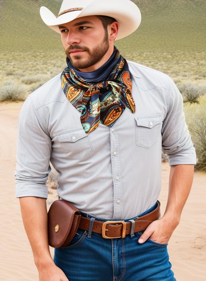 GERINLY Large Silk Bandana Paisley Pattern, 2 Pack Western Scarf for Men, Lightweight Wild Rag for Hair - Image 3