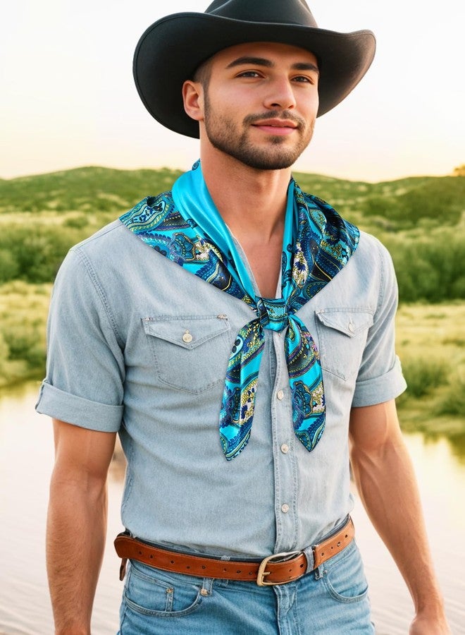 GERINLY Large Silk Bandana Paisley Pattern, 2 Pack Western Scarf for Men, Lightweight Wild Rag for Hair - Image 5