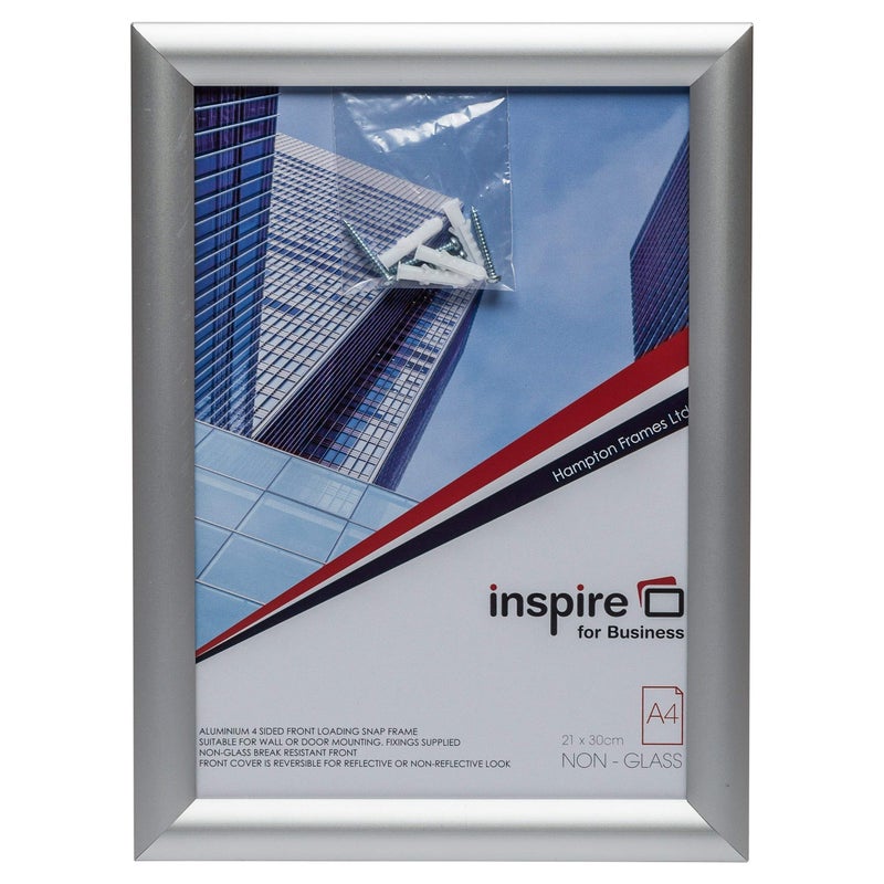 SNAPA4S Snap Aluminium Brushed Silver A4 21x30cm Poster Certificate Display Picture Photo Frame A4 Snap Frame SILVER 10