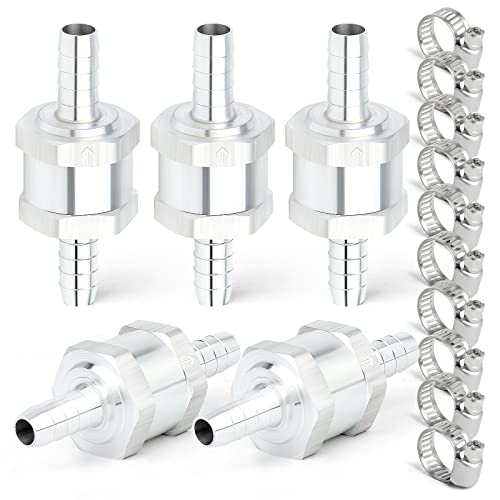 GASHER 5PCS 1/4"(6mm OD) One-Way inline Check Valve 1/4" Fuel Check Valve One Way inline Non Return Diesel Gasoline With 10PCS Hose Clamps - Image 1