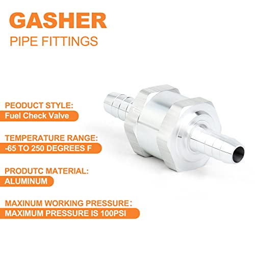 GASHER 5PCS 1/4"(6mm OD) One-Way inline Check Valve 1/4" Fuel Check Valve One Way inline Non Return Diesel Gasoline With 10PCS Hose Clamps - Image 3