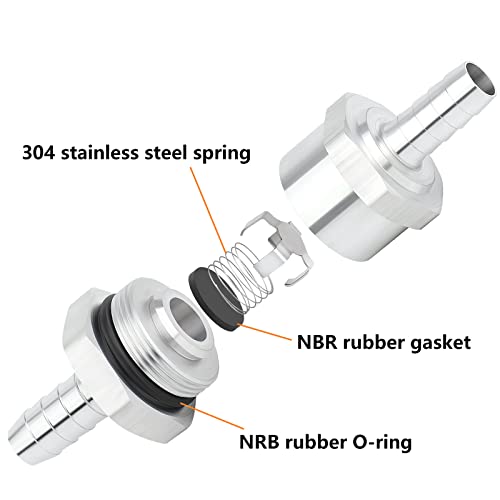 GASHER 5PCS 1/4"(6mm OD) One-Way inline Check Valve 1/4" Fuel Check Valve One Way inline Non Return Diesel Gasoline With 10PCS Hose Clamps - Image 4