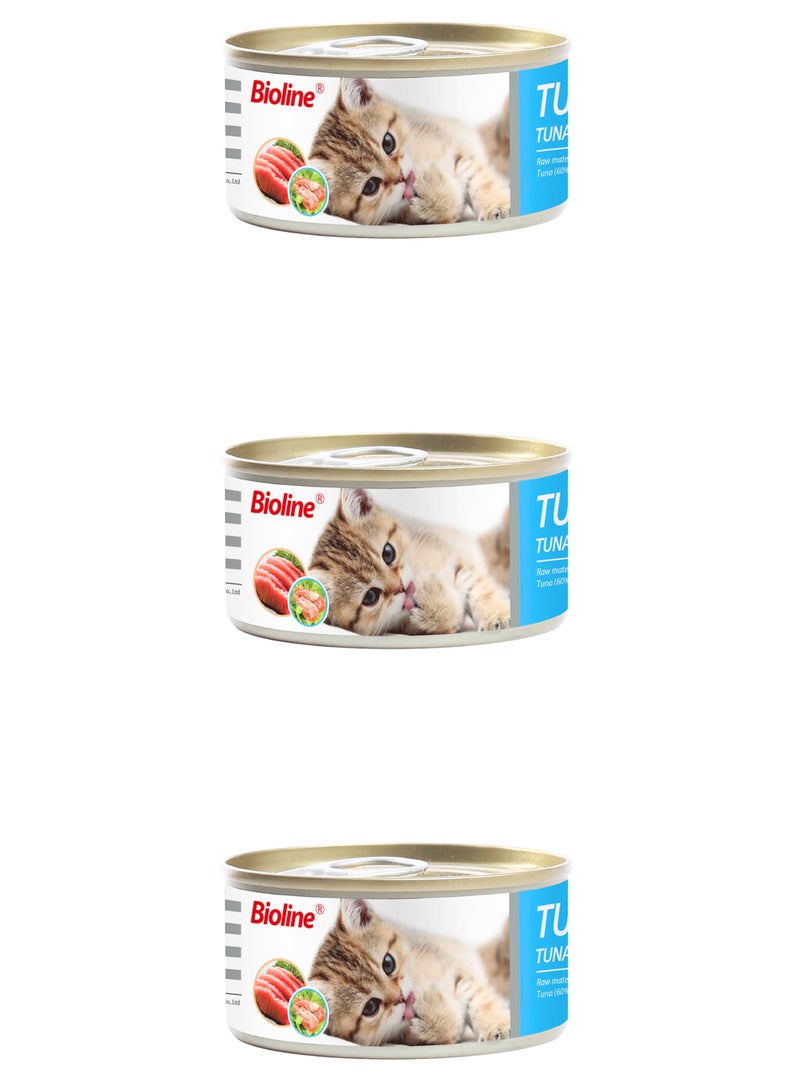 Bioline Cat Tuna Can 85g -[Flavor - Tuna + Shrimp] 3pcs - Image 1