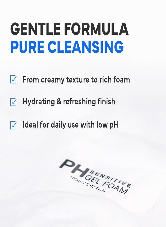 SAM'U PH Sensitive Gel Foam Cleanser | Korean Hydrating Face Wash with Hyaluronic Acid & Centella | Gentle Facial Cleanser for Dry & Sensitive Skin (5.07 Fl. Oz.) - Image 2