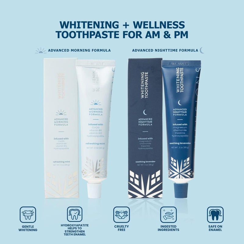 Snow Infusions Whitening Toothpaste Advanced Morning Formula with Hydroxyapatite CoQ10 Vitamins B12 and B6 for Energy Boost Teeth Whitening Toothpaste Advanced - Image 3