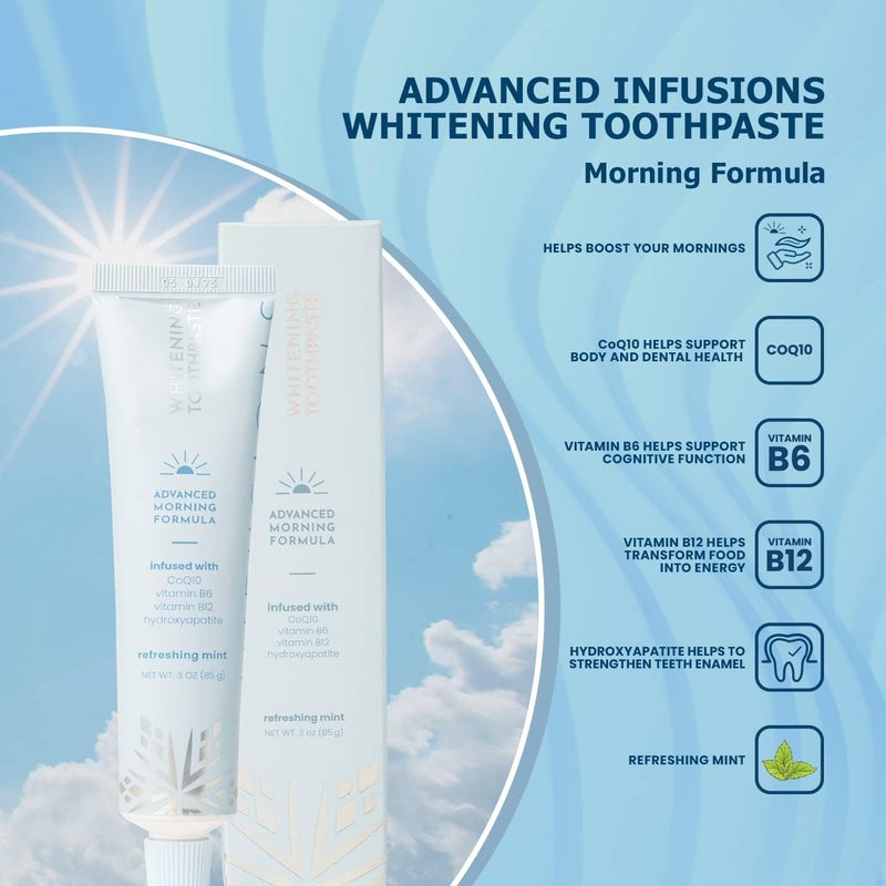 Snow Infusions Whitening Toothpaste Advanced Morning Formula with Hydroxyapatite CoQ10 Vitamins B12 and B6 for Energy Boost Teeth Whitening Toothpaste Advanced - Image 2