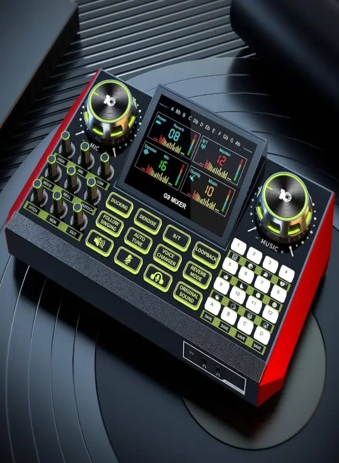 ميكسر صوت احترافي بـ 6 قنوات مع مؤثرات DJ ومبدّل صوت وإزالة الضوضاء وزر كتم الصوت بنقرة واحدة | مزود بميكروفون ديناميكي | كرت صوت للبث المباشر والغناء والألعاب وتسجيل البودكاست - Image 1