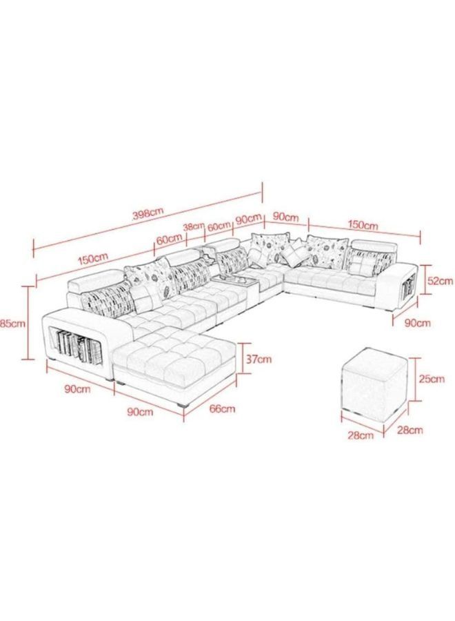 Karnak Sectional Sofa Set, Solid Wood Sofa for Living Room Furniture Modern Corner Fabric Upholstered Sofa Set Color (Cream) - Image 2