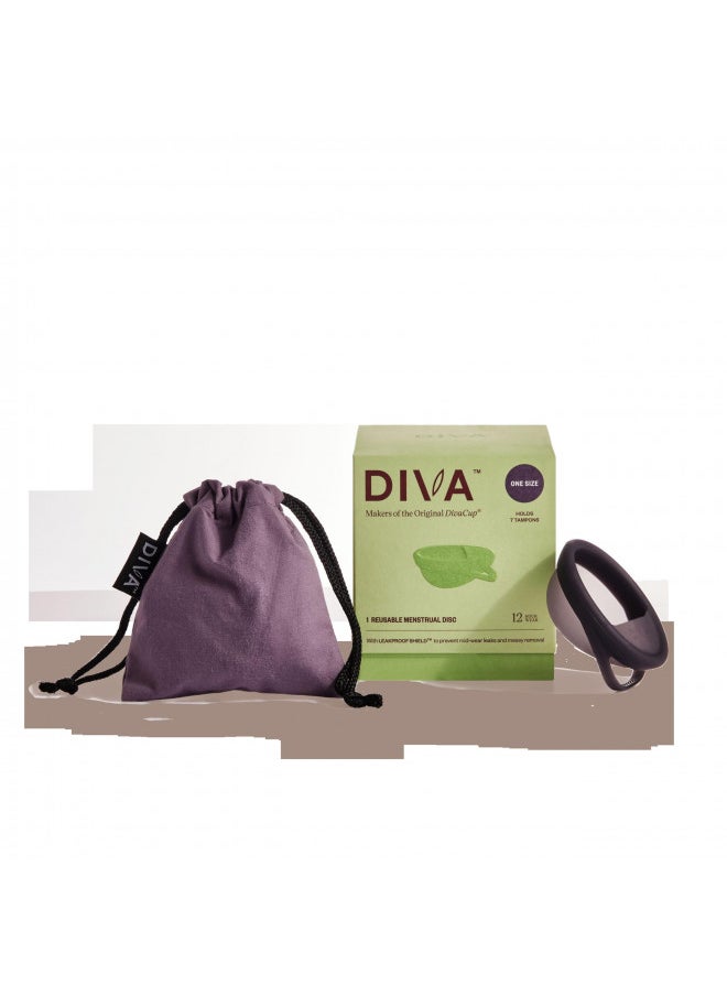DivaCup - Diva Disc - Comfortable, Reusable Menstrual Disc with Leakproof Shield - Period Disc for Up to 12 Hours of Continuous Wear - 100% Medical Grade Silicone - Holds 7 Tampons of Flow - One Size Fits Most - Image 1