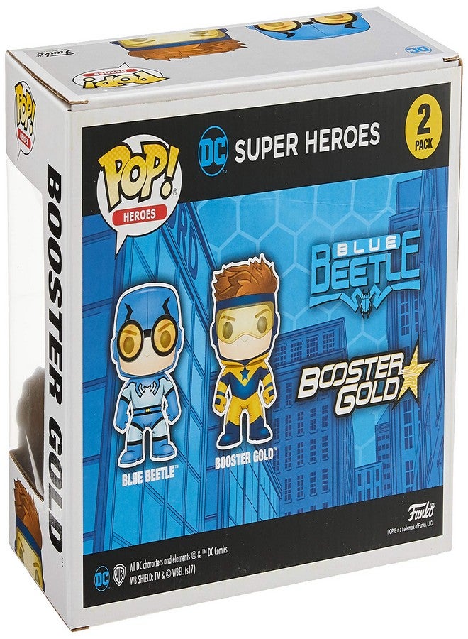 POP Funko Pop! Heroes: DC Heroes Booster Gold & Blue Beetle (Metallic Versions) Vinyl Figure 2-Pack