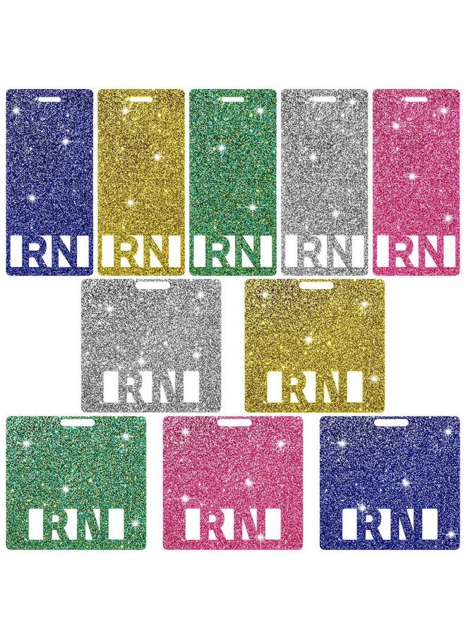 Teling - 10 Pcs Registered Nurse Rn Glitter Badge Nursing Id Badge Acrylic Nursing Tags Rn Badge Holder For Badges Accessories For Student Nurse Coworkers Students Accessories 5 Colors - Image 1
