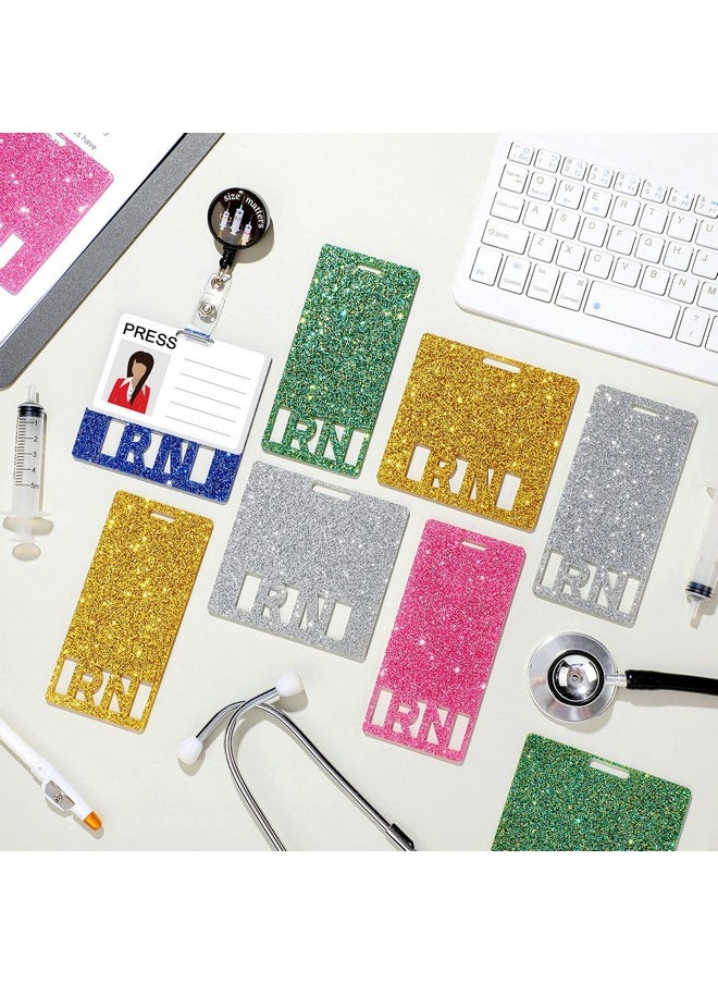 Teling - 10 Pcs Registered Nurse Rn Glitter Badge Nursing Id Badge Acrylic Nursing Tags Rn Badge Holder For Badges Accessories For Student Nurse Coworkers Students Accessories 5 Colors - Image 1